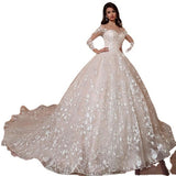 Large-Size Wedding Dress 2026 New Long Tailed Back Dream Long-Sleeved Bride Wedding Wedding Dress HZ0517