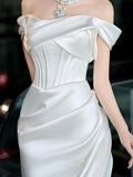 French-Style Fasci Bridal Bridal Niche High Sense Light Words Shoulder Yarn Fishtail White Engagement Dress HZ0517