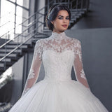Lace Wedding 2026 New Bride Wedding Long Sleeves Drag High-End Atmosphere White Wedding HZ0517