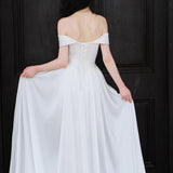 French Word Shoulder-Tailed Light Wedding Dress Bridal Certificate Registration Small White Dress Dress Short Group HZ0517
