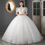 French Main Yarn Wedding Dress 2025 New Bridal Woman Qidi Hepburn Court Style Small Man Dress Covered Arm F88 HZ0517