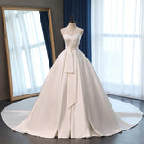 French-Style Densate Wedding Dress 2026 New Breast-Skinny Court Bride Wedding Dress Tug-Tailed Bow HZ0517