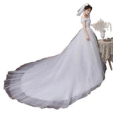 Suzhou Wedding Dress 2026 New Bridal Tail Small One-Word Shoulder Simple Main Yarn Temperament Dreamy HZ0517