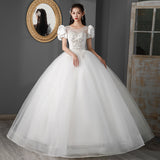 Wedding Dress French 2025 New Bridal Princess Small Simple Retro Light Yarn Bubble Sleeve Large Size Wedding Dress F86 HZ0517