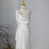 French-Style Densified Light Wedding Dress Bride Simple Niche High Sense Of Go Out White Bare Back Fishtail Engagement Dress Dress HZ0517