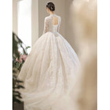 Bridal Main Wedding Dress 2026 New Spring V-Neck Long Sleeve Tail Court Windy Large-Size Pregnant Woman Light HZ0517