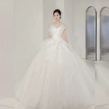 Brased Light Wedding Dress 2025 New Bridal Small Master Yarn French Simple Temperament Big Tail Yarn HZ0517