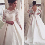 2026 New Temperament Lace Collar Long Sleeve Sexy Bare Back Wedding Dress Spring HZ0517
