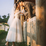 Light Wedding Dress Sen Series Super Fairy Simple Dream Small Man Travel Shot Out Of The Yarn Thin Retro Shoulder Small Dress Woman HZ0517