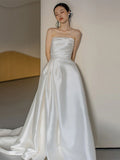 French Brao-Smeared And Light Wedding Bridal Temperament Dragging The Tail At The Escape Princess Dress Simple Stancy To Shoot The Yarn HZ0517