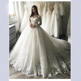 Wedding Dress In The Spring Of 2026 Shoulder Long-Sleeved Wedding Dress Lace Lace Tail Wedding Dress HZ0517