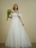 Small High-Waisted Bubble Sleeve Sweet Princess Wind Korean Version Of The Bridal Certificate To Shoot The Sentite Light Yarn HZ0517