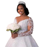 Finely Lied Deluxe Long Sleeve Ball Dress Wedding Dress Crystal Vintage Mermaid Bridal Dress Detachable Dress HZ0517