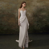 French Light Wedding Dress 2026 New Bridal Thighs Yarn White Fishtail Dress HZ0517