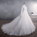 Long-Sleeved French Main Wedding Dress 2026 New Bridal Temperament Court Yarn Heavy Industry Starry Sky Drag-Tailed Main Wedding Dress HZ0517