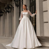 2026 New Wedding Dress French Lace Long Sleeve Ebay High Sense Court Style Tail Simple Temperament Bridal Yarn HZ0517