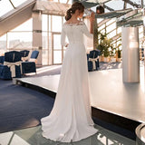 2026 Summer New Wedding Dress French One-Word Shoulder Long Sleeve Long Sleeve Gala Host Dress HZ0517