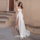 2026 New French-Style Lint-Faced Tective-Faced Thin Wedding Dress Simple Tug-Tailed Travel Seny Yarn HZ0517