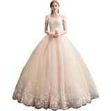 Champagne-Colored Shoulder Dress Wedding Dress High-End Thin Bride Wedding Dress Spring New Wedding Dress HZ0517
