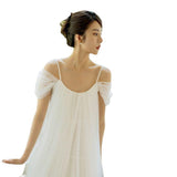 Light Wedding Dress Bride's Word Shoulder Sling Dress Dress Banquet Temperament Morning Robe Sling Dress HZ0517