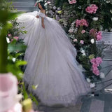 One-Word Shoulder Wedding Dress Temperament Bridal Sen Sen Shiny Lien Dress Engagement Wedding White Wedding Dress HZ0517