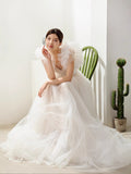 Sen's Sweet Princess Ponpong Wedding Dress Vintage Bubble Sleeve Lawn Wedding Trip Light Yarn Out HZ0517