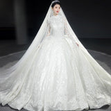 Long-Sleeved French-Style Light Main Wedding Dress 2026 New Bridal Wedding Temperament Dream Court Style Starry Tail Wedding Dress HZ0517