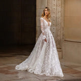 Wedding Dress 2026 New Sexy Lace Long Sleeve Dress Evening Dress White HZ0517