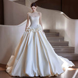 French Denate Brated Wedding Dress 2026 New Bridal Korean Simple Small Big Drag Tail Main Yarn HZ0517