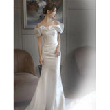 The New Bridal Retro-Speel Fishtail Yarn Small Man Goes Out Yarn Light Wedding Dress Summer HZ0517