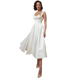 Wish Simple Elegant Sling Travel Wedding Dress Short Ribbon Wedding Dress HZ0517