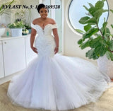 2026 New Wedding Dress Bride Wedding Word Shoulder Deep V Mermaid HZ0517