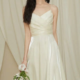 French White Slings Light Wedding Dress New Super Fairy Light Luxury Engagement Dress Can Wear Simple Dress Every Day HZ0517