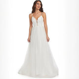 V-Neck Wedding Dress New Sling Strip De-Back Repair Simple Large-Size Trend Travel Main Wedding Dress HZ0517