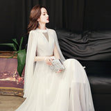 Evening Dress Women 2026 New Banquet Temperament French Light Luxury Niche Design Texture White Dress / Evening HZ0517