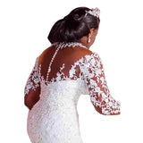 2026 Spring New Beaded Long-Sleeved Retro Fairy Lace Mermaid Wedding Dress High-Necked Dedrece Large Size Wedding Dress HZ0517