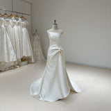 French Simple Ass Fishtail Type Open Tail Small Tail Outdoor Lawn Light Wedding Registration Dress HZ0517