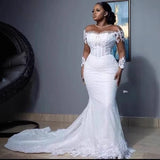 Fishtail Wedding Dress African Bride Shoulder Lace 2026 New Long-Sleeved Dress Tail HZ0517