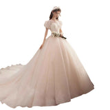 Main Light Wedding Dress 2026 New Temperament Star Long Tail Retro Skinny Sen System Super Fairy Dream Bride Small HZ0517