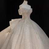 One-Word Shoulder Wedding Dress 2025 New Bridal Main Yarn Small French High-End Texture Drag High-End Fugitive Princess HZ0517