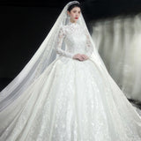 Long-Sleeved French-Style Light Main Wedding Dress 2026 New Bridal Wedding Temperament Dream Court Style Starry Tail Wedding Dress HZ0517