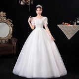French Wedding Dress 2026 New Spring Short-Sleeved White Bridal Court Style Dream Thin Wedding Dress HZ0517