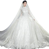 Long-Sleeved French-Style Light Main Wedding Dress 2026 New Bridal Wedding Temperament Dream Court Style Starry Tail Wedding Dress HZ0517