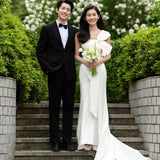 Light Wedding Trip Super Xian Sen 2026 New White Thin Bow Bow Outside To Take A Small Tail Dress Skirt HZ0517