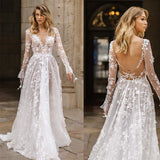 Wedding Dress 2026 New Sexy Lace Long Sleeve Dress Evening Dress White HZ0517