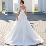 One-Word Shoulder Wedding Dress Princess Aristocratic Temperament Luxury Lace Shiny Heavy Industry Wedding Dress HZ0517