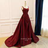 Wine Red Toast Elegant Evening Dress Slings Double-Shouldered French Style A Skirt HZ0517