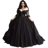 One-Word Shoulder New Black Thin Dress Wedding Dress Temperament Banquet Host Dress HZ0517