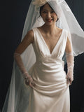 French-Style Linden Dress Bridal Simple V-Necked Yarn 2026 New Fishtail Dress Dress Welcome Yarn HZ0517