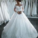 Wedding Dress 2026 Bridal Round-Neck Long-Sleeved Wedding Dress Ebay Lace Bride Tail Wedding Dress HZ0517